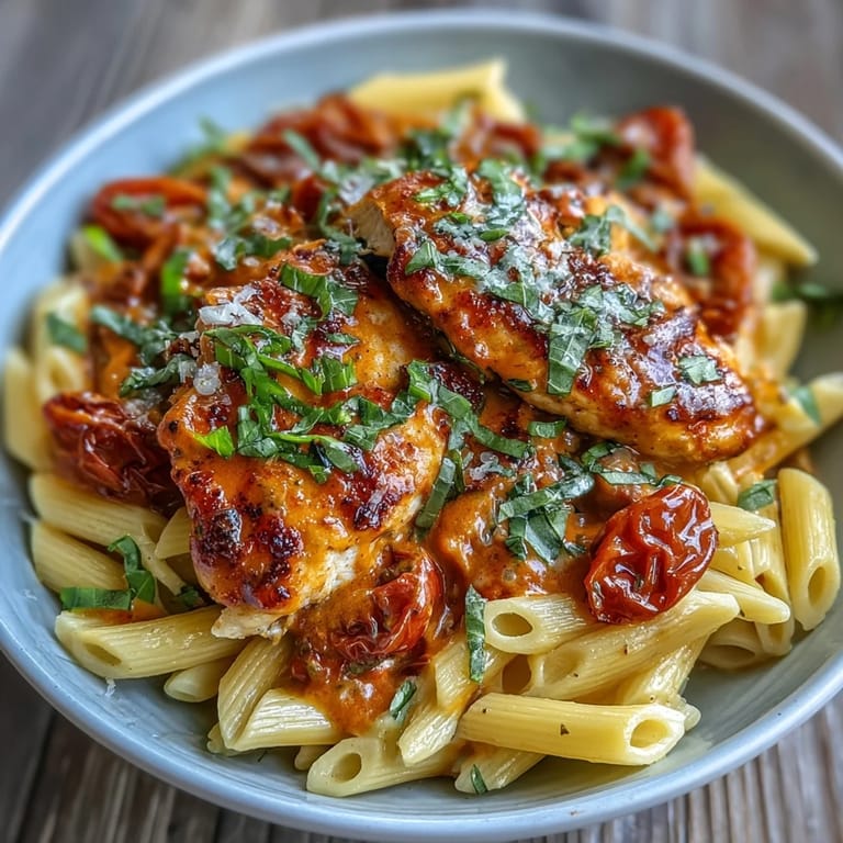 Delicious Tomato Basil Chicken Pasta, a comforting meal with vibrant Italian flavors.