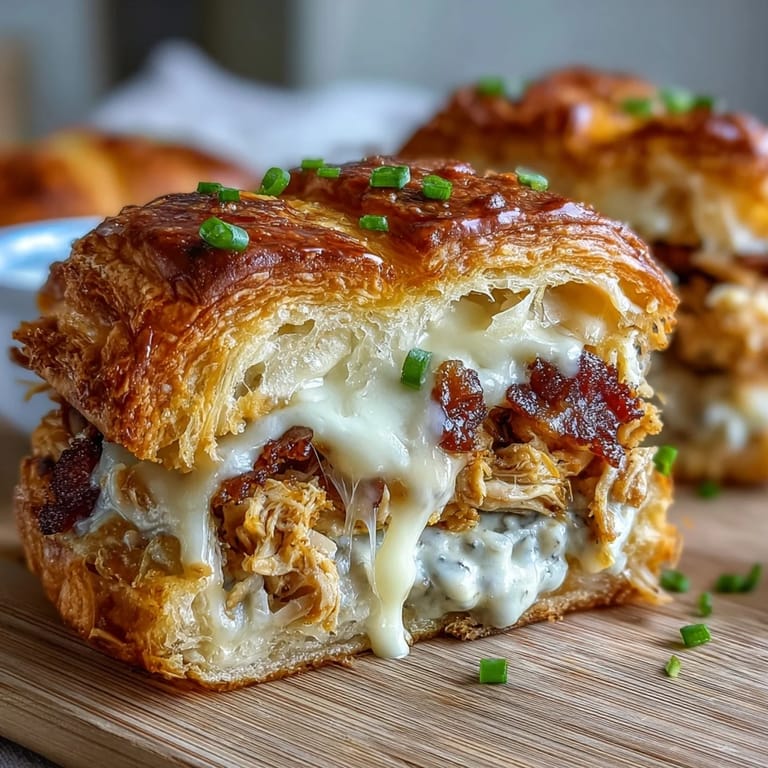 Tender chicken bacon ranch croissant sliders fresh from the oven, ready to serve.