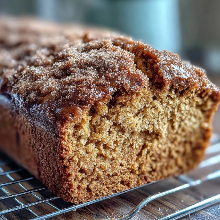 Warm Apple Cider Donut Bread, fresh from the oven, ready to slice.