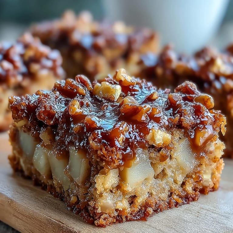 Chewy, homemade pear maple breakfast bars, perfect for a wholesome morning treat.