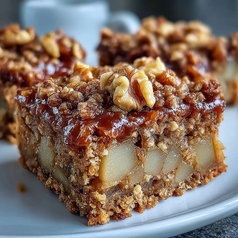 Warm, inviting pear maple breakfast bars, showcasing a delightful soft texture.