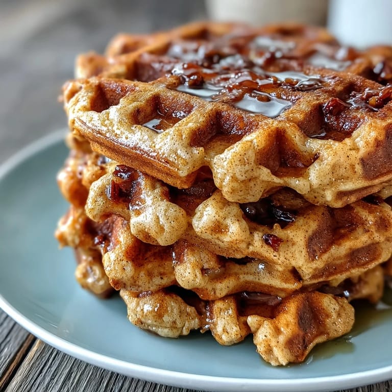 Warm sweet potato cinnamon waffles dusted with cinnamon, a cozy breakfast delight.