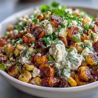 1. Vibrant Mexican street corn salad with charred sweet corn, creamy dressing, and Cotija cheese, garnished with fresh cilantro and lime wedges.