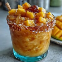 Vibrant Cinco de Mayo Mangonada mocktail with frozen mango, tangy chamoy, and Tajín rim for a festive, refreshing drink.