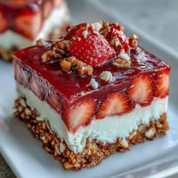 A vibrant Strawberry Pretzel Jello Salad with a perfect sweet and salty crust.